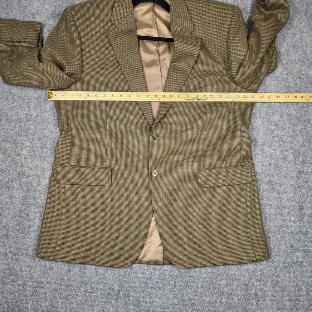 Chaps Blazer Mens 46L Lambswool Tan Birdseye Tweed Sport‎ Coat Classic Academic